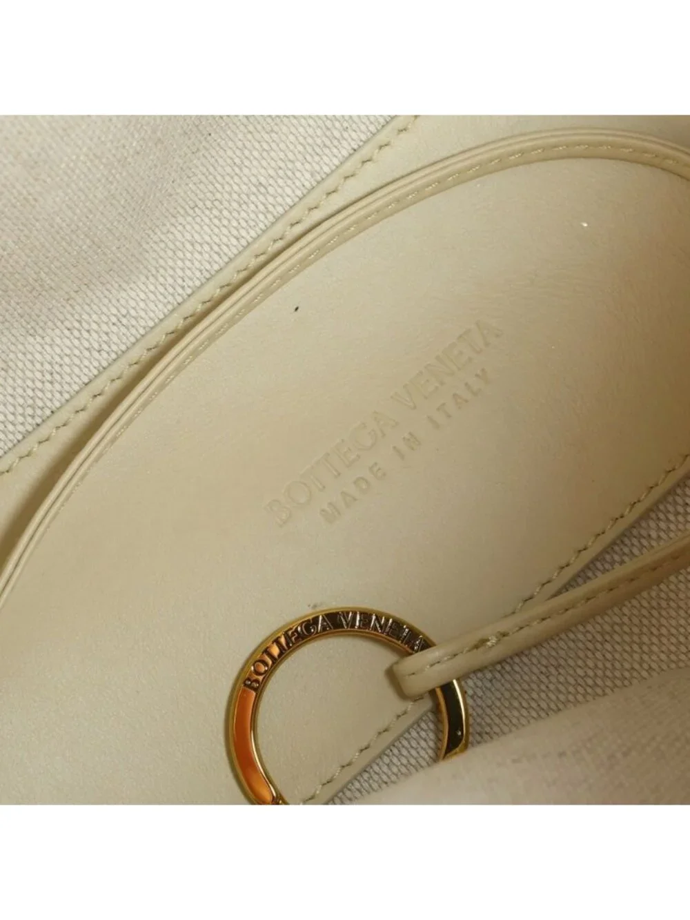 Bottega Veneta Intrecciato Mini Loop Shoulder Bag Ivory Leather Gold